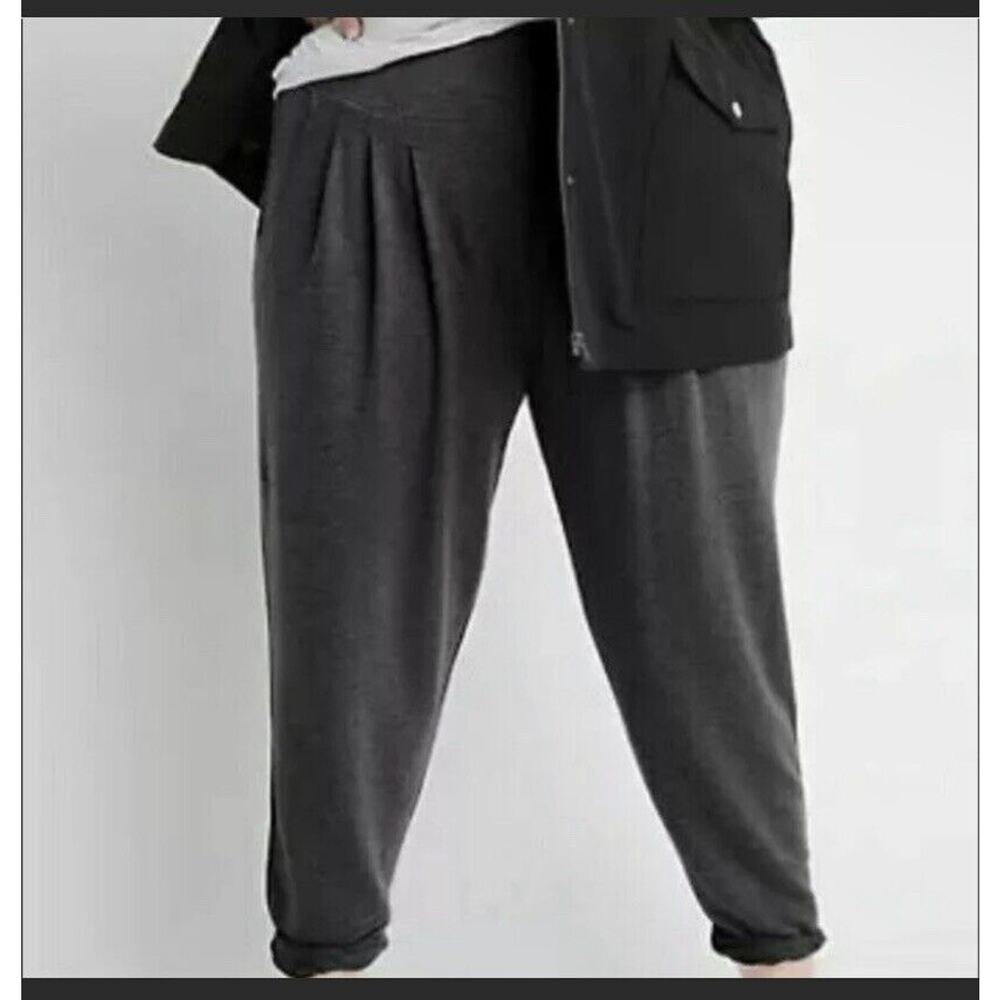 Ryllace Women's High Rise Pleated Joggers Charcoal Gray Size 3X Plus $168